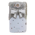 Bling Bowknot Crystals Cases Diamond Covers for HTC Sensation XL Runnymede X315e G21 - White