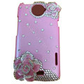 Bling Flower Crystal Cases Diamond Covers for HTC One X Superme Edge S720E - Pink