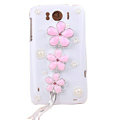 Bling Flower Crystals Cases Covers for HTC Sensation XL Runnymede X315e G21 - Pink