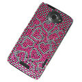 Bling Heart Crystal Cases Covers for HTC One X Superme Edge S720E - Pink