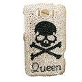 Bling Skull Crystals Cases Covers for HTC Sensation XL Runnymede X315e G21 - White