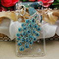 Bling Peacock Crystals Hard Cases Diamond Covers for HTC T328W Desire V - Blue