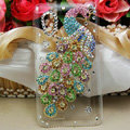 Bling Peacock Crystals Hard Cases Diamond Covers for HTC T328W Desire V - Green