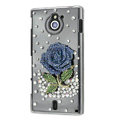 Bling Rose Crystals Hard Cases Covers for Sony Ericsson MT27i Xperia sola - Blue