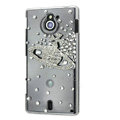 Bling Saturn Crystals Hard Cases Covers for Sony Ericsson MT27i Xperia sola - White