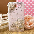 Bling Flower Crystals Diamond Hard Cases Covers for Samsung I9050 - White