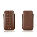 PIERVES Leather Cases Rivets Holster Covers for Samsung i8530 Galaxy Beam - Brown