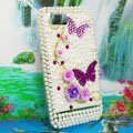 Bling Flowers 3D Crystals Hard Cases Diamond Covers for Motorola XT685 - Purple