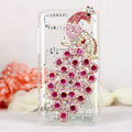 Bling Peacock Crystals Hard Cases Diamond Covers for Motorola XT685 - Pink