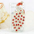 Bling Peacock Crystals Hard Cases Diamond Covers for Motorola XT685 - Red