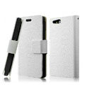 IMAK Slim leather Cases Luxury Holster Covers for Sony Ericsson ST27i Xperia Go - White