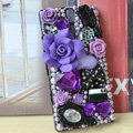 Bling 3D Flower Crystals Cases Hard Covers for Sony Ericsson LT26i Xperia S - Purple