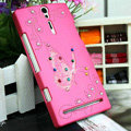 Bling Butterfly Crystals Cases Hard Covers for Sony Ericsson LT26i Xperia S - Pink