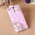 Bling Flower Crystals Cases Hard Covers for Sony Ericsson LT26i Xperia S - Pink