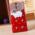 Bling Little lamb Crystals Cases Diamond Covers for Sony Ericsson LT26i Xperia S - Red