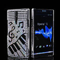 Bling Music Rhinestone Crystal Cases Covers for Sony Ericsson LT26i Xperia S - White