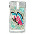 Bling 3D Flower Rhinestone Crystal Cases Covers for Sony Ericsson LT26i Xperia S - Blue
