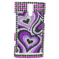 Bling Heart Crystal Rhinestone Cases Covers for Sony Ericsson LT26i Xperia S - Purple