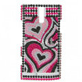 Bling Heart Crystal Rhinestone Cases Covers for Sony Ericsson LT26i Xperia S - Rose