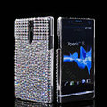 Bling Rhinestone Crystal Cases Skin Covers for Sony Ericsson LT26i Xperia S - White