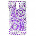Bling Round Rhinestone Crystal Cases Covers for Sony Ericsson LT26i Xperia S - Purple