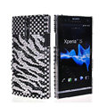 Bling Zebra Rhinestone Crystal Cases Covers for Sony Ericsson LT26i Xperia S - Black