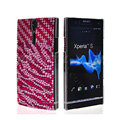 Bling Zebra Rhinestone Crystal Cases Covers for Sony Ericsson LT26i Xperia S - Pink