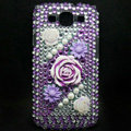 3D Flower Bling Crystal Cover Diamond Rhinestone Cases For Samsung Galaxy S III 3 i9300 I9308 - Purple