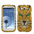 Tiger Bling Crystal Cover Rhinestone Diamond Cases For Samsung Galaxy S III 3 i9300 I9308 - Gold