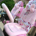 Bow Universal Auto Car Front Rear Seat Cover Cushion Set Plush 8pcs - Pink