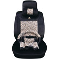 OULILAI Leopard Universal Auto Car Seat Cover Set Short velvet 19pcs - Black