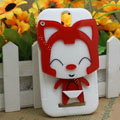 Cute Fox Silicone Cases Skin Covers for HTC T528t One ST - White