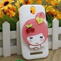Cute Girl Silicone Cases Skin Covers for HTC T528t One ST - White