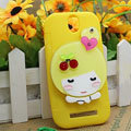 Cute Girl Silicone Cases Skin Covers for HTC T528t One ST - Yellow