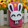 Cute Rabbit Silicone Cases Skin Covers for HTC T528t One ST - Rose