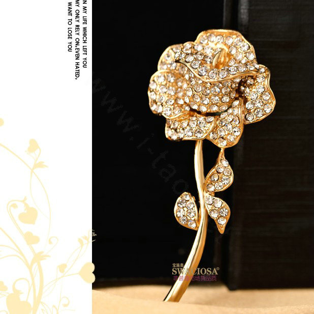 Bling Rose Flower Alloy Rhinestone Crystal DIY Phone Case Cover Deco Kit 60*27mm - Gold