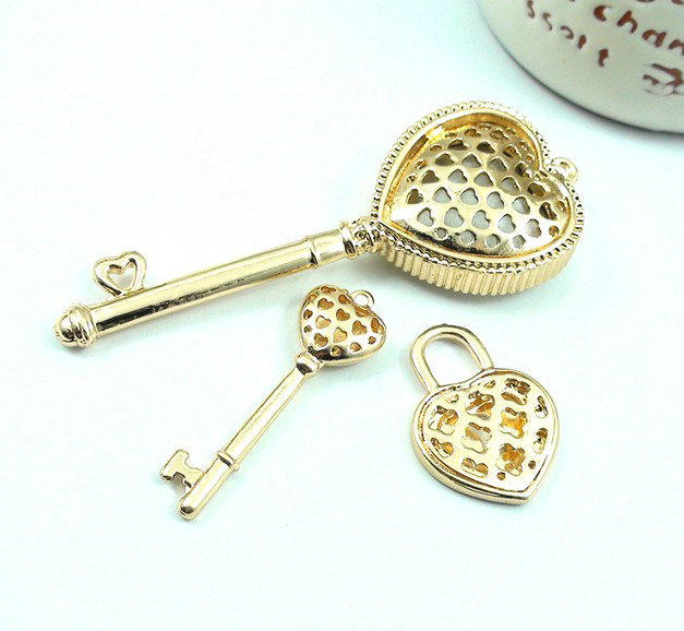 Bling keys Alloy Rhinestone DIY Phone Case Cover Deco Kit 3pcs - Gold