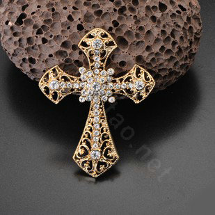 Bling Cross metal Alloy Crystal Rhinestone DIY Phone Case Cover Deco Kit 55*72mm - Gold