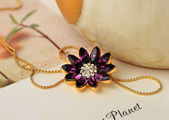 Bling Diamond Alloy Crystal Lotus Pendant DIY Phone Case Cover Deco Kit 22mm - Purple