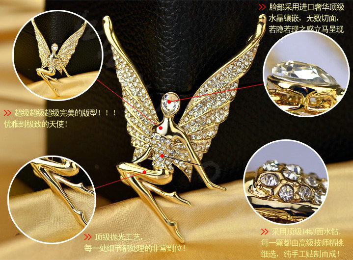 Bling Elf Angel Alloy Rhinestone Crystal DIY Phone Case Cover Deco Kit 56*80mm - Gold