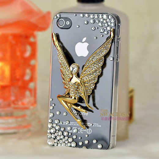 Bling Elf Angel Alloy Rhinestone Crystal DIY Phone Case Cover Deco Kit 56*80mm - Gold