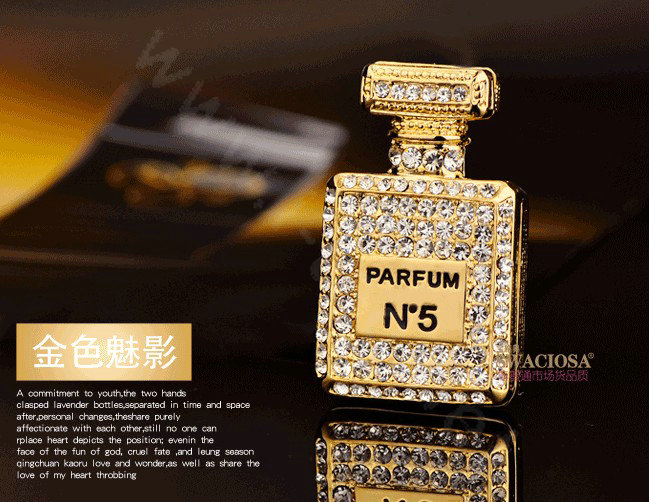 Bling Parfum bottle Alloy Crystal Rhinestone DIY Phone Case Cover Deco Kit 30*50mm - Gold