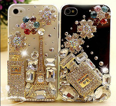 Bling Parfum bottle Alloy Crystal Rhinestone DIY Phone Case Cover Deco Kit 30*50mm - Gold