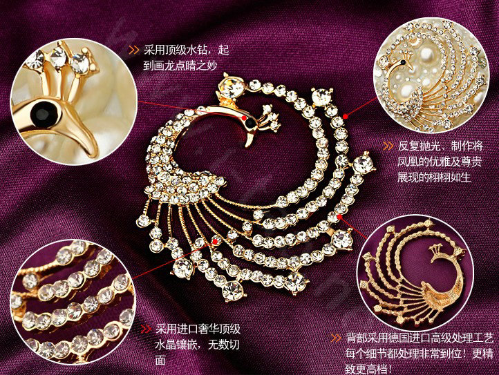 Bling Phoenix Alloy Crystal Rhinestone DIY Phone Case Cover Deco Kit 45*44mm - White