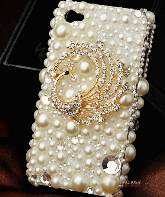 Bling Phoenix Alloy Crystal Rhinestone DIY Phone Case Cover Deco Kit 45*44mm - White