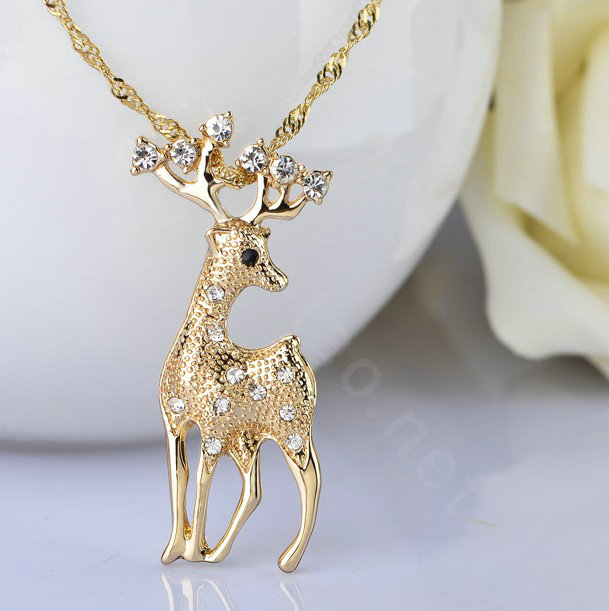 Bling Sika deer Alloy Crystal Rhinestone DIY Phone Case Cover Deco Kit 28*65mm - Gold