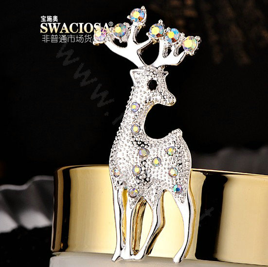 Bling Sika deer Alloy Crystal Rhinestone DIY Phone Case Cover Deco Kit 28*65mm - White