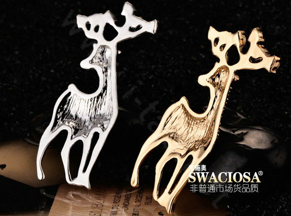 Bling Sika deer Alloy Crystal Rhinestone DIY Phone Case Cover Deco Kit 28*65mm - White
