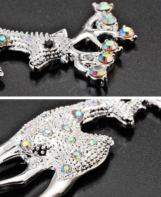 Bling Sika deer Alloy Crystal Rhinestone DIY Phone Case Cover Deco Kit 28*65mm - White
