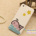 Bling Dolphin Crystal Cases Rhinestone Pearls Covers for iPhone 5 - White